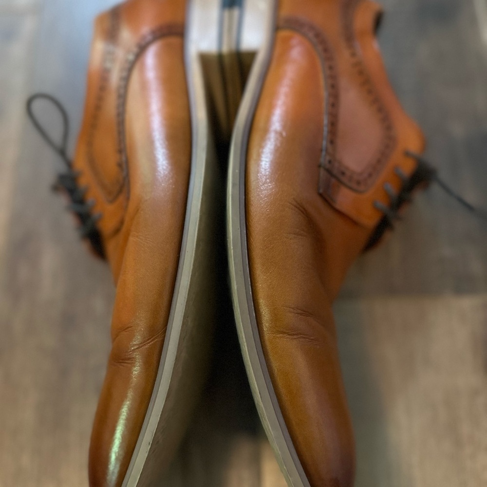 Stacy Adams "Dickens" Tan Genuine Leather Plain Toe Shoes 25231-240. Size 13W - Picture 9 of 9